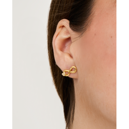 Pendientes GUESS Love Bites Mujer - Infinito de Acero IP Dorado con Corazón Cubierto de Pedrería | JUBE06049JWYGT-U