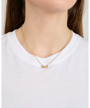 Collar GUESS Love Bites Mujer - Cadena de Acero IP Dorado con Colgante de Infinito - Detalle de Cristales | JUBN06047JWYGT-U