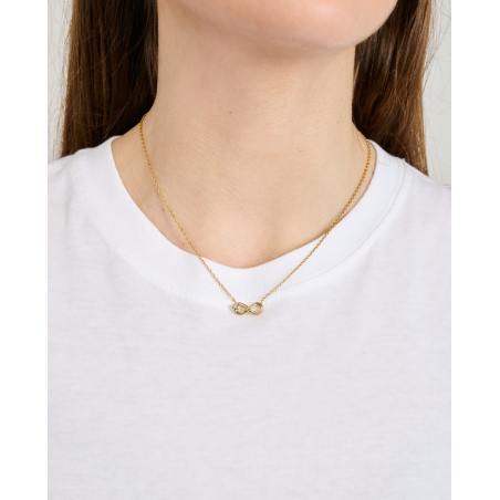 Collar GUESS Love Bites Mujer - Cadena de Acero IP Dorado con Colgante de Infinito - Detalle de Cristales | JUBN06047JWYGT-U