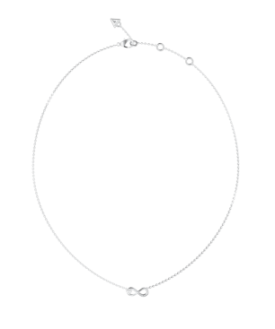 Collar GUESS Love Bites Mujer - Cadena de Acero Plateado con Colgante de Infinito - Detalle de Cristales | JUBN06047JWRHT-U