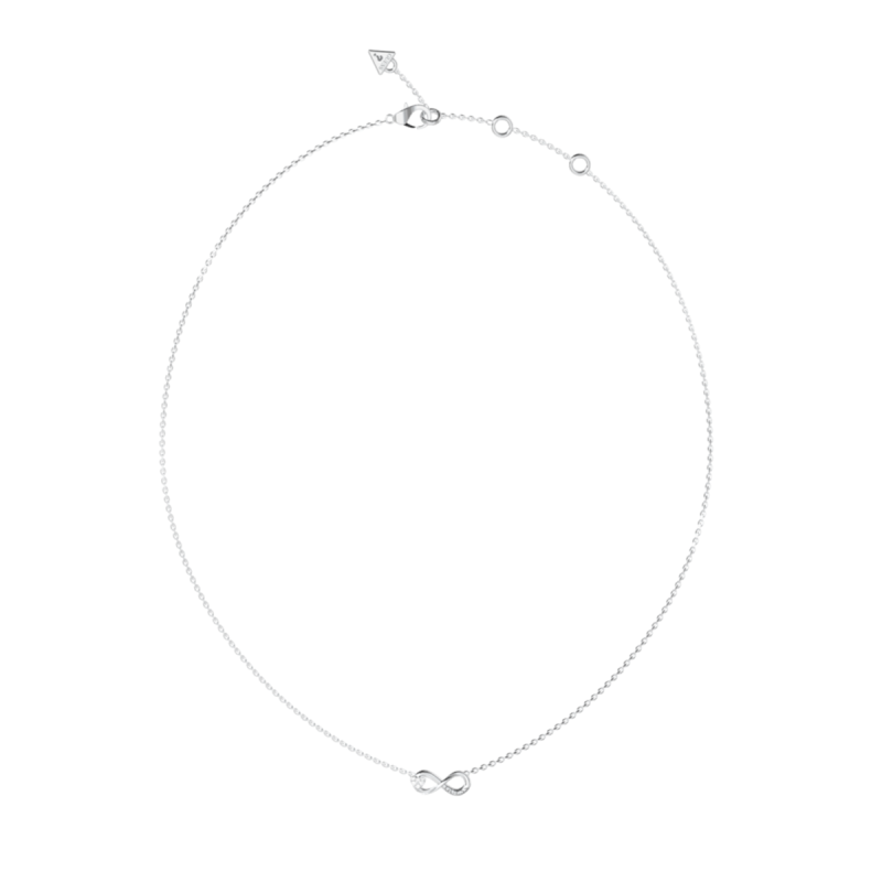 Collar GUESS Love Bites Mujer - Cadena de Acero Plateado con Colgante de Infinito - Detalle de Cristales | JUBN06047JWRHT-U Collar GUESS Love Bites Mujer - Cadena de Acero Plateado con Colgante de Infinito - Detalle de Cristales | JUBN06047JWRHT-U