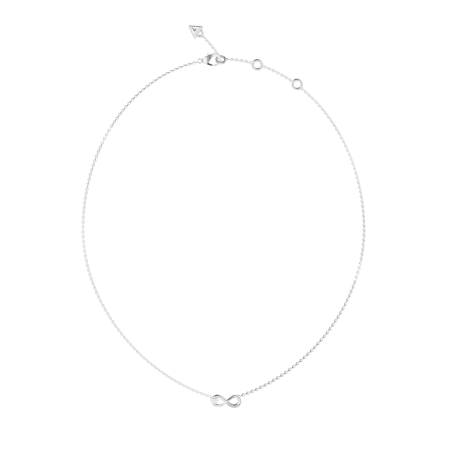 Collar GUESS Love Bites Mujer - Cadena de Acero Plateado con Colgante de Infinito - Detalle de Cristales | JUBN06047JWRHT-U