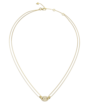 Collar GUESS Marina Mujer - Doble Cadena de Acero IP Dorado - Eslabón Marinero Central con Pedrería | JUBN06220JWYGT-U