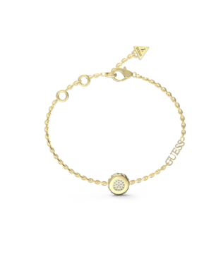 Pulsera GUESS Stylish Mujer - Cadena de Acero IP Dorado con Logotipo - Motivo Central Círculo con Pedrería | JUBB04594JWYGS