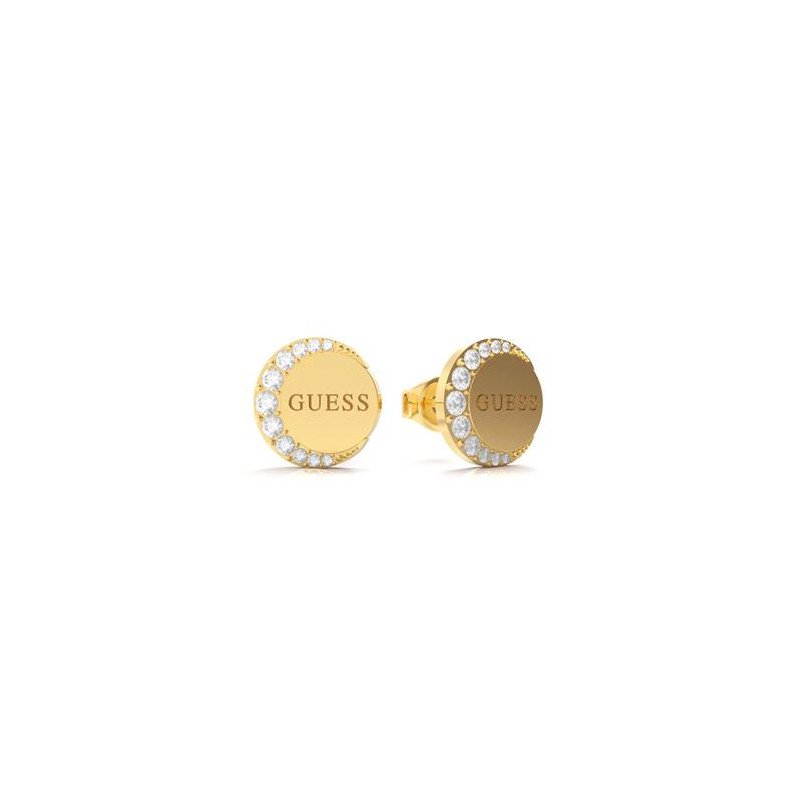 Pendientes GUESS Stylish Mujer - Redondos Tipo Botón de Acero IP Dorado con Pedrería - Grabado Logotipo | JUBE01195JWYGT-U Pendientes GUESS Stylish Mujer - Redondos Tipo Botón de Acero IP Dorado con Pedrería - Grabado Logotipo | JUBE01195JWYGT-U