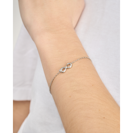 Pulsera GUESS Love Bites Mujer - Cadena Fina de Acero Plateado - Detalle Charm Infinito | JUBB06048JWRHS