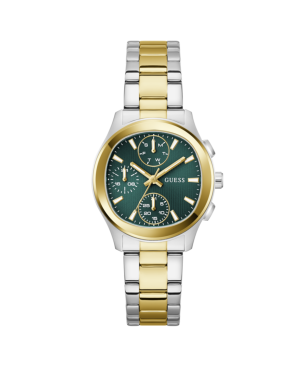 Reloj GUESS Birdie Mujer - Cronógrafo Brazalete de Acero Bicolor e IP Dorado - Esfera Verde | 3 ATM | GW1031L6