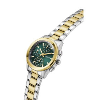 Reloj GUESS Birdie Mujer - Cronógrafo Brazalete de Acero Bicolor e IP Dorado - Esfera Verde | 3 ATM | GW1031L6