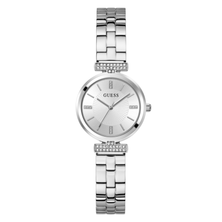 Reloj GUESS Array Mujer - Analógico Brazalete y Esfera de Acero Plateado - Detalles de Pedrería | 3 ATM | GW0762L1