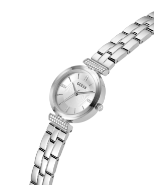Reloj GUESS Array Mujer - Analógico Brazalete y Esfera de Acero Plateado - Detalles de Pedrería | 3 ATM | GW0762L1