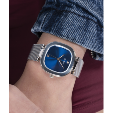 Reloj GUESS Eve Mujer - Brazalete de Acero Tipo Malla Milanesa - Esfera Azul Marino | 3 ATM | GW0768L1