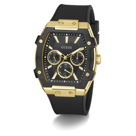 Reloj GUESS Phoenix Hombre - Cronógrafo Brazalete de Silicona Negra con Caja Bicolor -  Esfera Negra | 5 ATM | GW0956G2