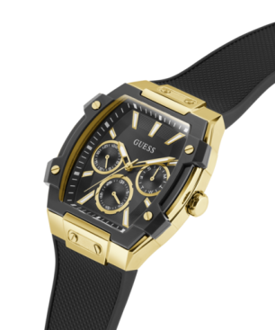 Reloj GUESS Phoenix Hombre - Cronógrafo Brazalete de Silicona Negra con Caja Bicolor -  Esfera Negra | 5 ATM | GW0956G2