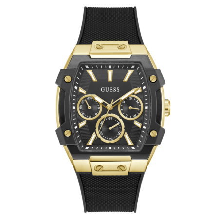 Reloj GUESS Phoenix Hombre - Cronógrafo Brazalete de Silicona Negra con Caja Bicolor -  Esfera Negra | 5 ATM | GW0956G2