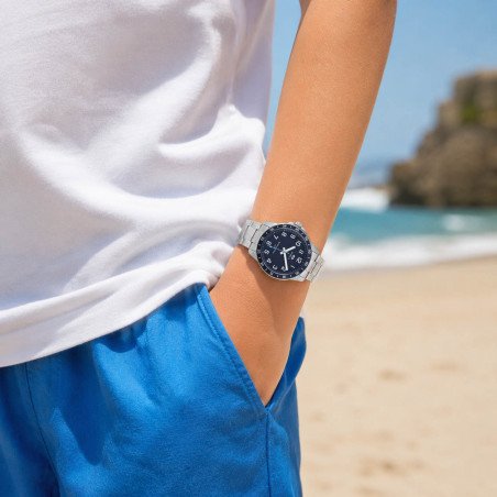 Reloj MAREA Niño - Comunión Analógico Esfera y Dial Azul Marino - Brazalete Acero - Altavoz Bluetooth Regalo | 5 ATM | B41433/2