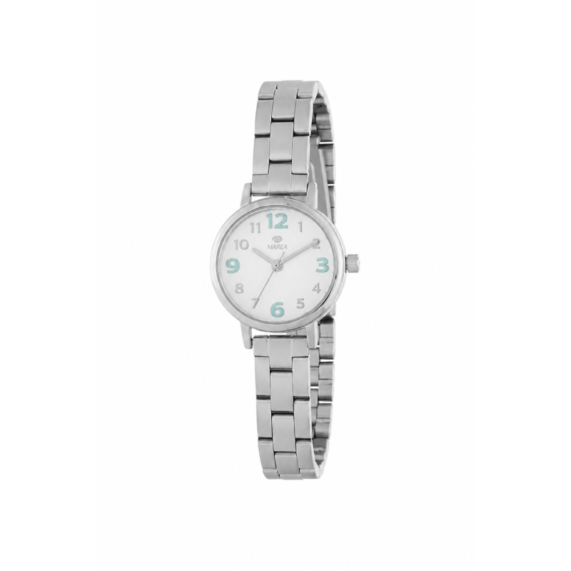 Reloj MAREA Niña - Comunión Analógico Esfera Blanca y Azul - Brazalete Acero - Incluye Altavoz Bluetooth | 3 ATM | B36218/2