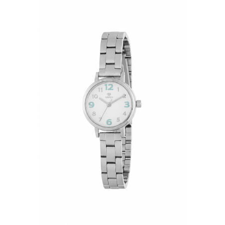 Reloj MAREA Niña - Comunión Analógico Esfera Blanca y Azul - Brazalete Acero - Incluye Altavoz Bluetooth | 3 ATM | B36218/2
