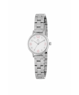 Reloj MAREA Niña - Comunión Analógico Esfera Blanca y Rosa - Brazalete Acero - Incluye Altavoz Bluetooth | 3 ATM | B36218/1