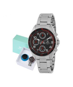 Reloj MAREA Niño - Comunión Analógico Esfera y Dial Negro/Rojo - Brazalete Acero - Altavoz Bluetooth Regalo | 5 ATM | B41431/2