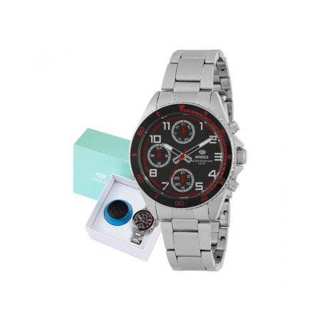 Reloj MAREA Niño - Comunión Analógico Esfera y Dial Negro/Rojo - Brazalete Acero - Altavoz Bluetooth Regalo | 5 ATM | B41431/2