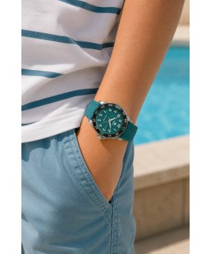 Reloj MAREA Niños - Comunión Analógico Esfera y Correa Turquesa - Caja de Acero - 5 ATM - Altavoz Bluetooth de Regalo - B35384/4