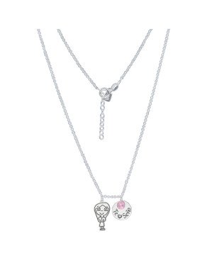 Collar Charm Muñeca y Disco "Te Quiero Seño" - Plata de Ley | 45cm