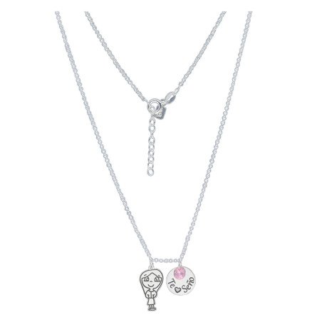 Collar Charm Muñeca y Disco "Te Quiero Seño" - Plata de Ley | 45cm