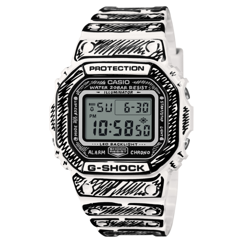 Reloj G-SHOCK x Joshua Vides Unisex - Edición Especial con Diseño Monocromo - Resistente a Golpes | 20 BAR | DW-5600JV-7ER