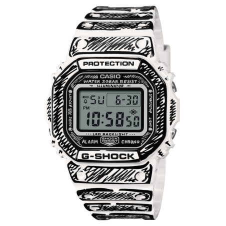 Reloj G-SHOCK x Joshua Vides Unisex - Edición Especial con Diseño Monocromo - Resistente a Golpes | 20 BAR | DW-5600JV-7ER