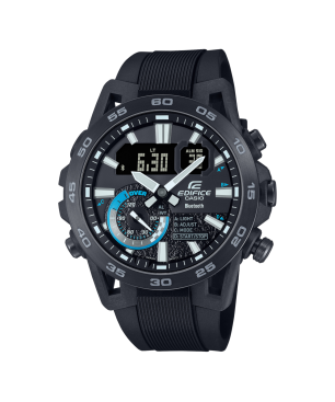 Reloj Casio EDIFICE Sospensione Hombre - Smartphone Link - Brazalete Resina Reforzada - Esfera Negra / Azul | ECB-40PB-1AEF