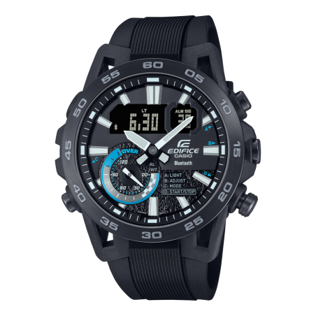 Reloj Casio EDIFICE Sospensione Hombre - Smartphone Link - Brazalete Resina Reforzada - Esfera Negra / Azul | ECB-40PB-1AEF