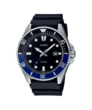 Reloj CASIO Hombre - Brazalete de Resina con Bisel Rotatorio Negro / Azul | 20 BAR | MDV-107-1A2VEF