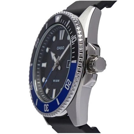 Reloj CASIO Hombre - Brazalete de Resina con Bisel Rotatorio Negro / Azul | 20 BAR | MDV-107-1A2VEF