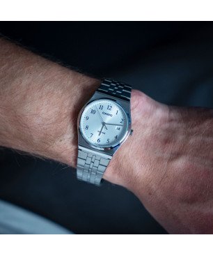 Reloj CASIO Unisex - Analógico Brazalete de Acero con Esfera Blanca | 5 ATM | MTP-B145D-7BVEF