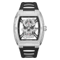 Reloj POLICE Cranium Hombre - Brazalete Silicona Negra - Esfera con Calavera Calada en Plata y Cristales | 5 ATM | PEWJM0081301