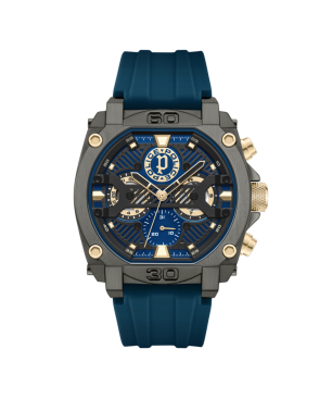 Reloj POLICE Norwood Navy Hombre - Brazalete de Silicona Azul con Esfera Cronógrafo Azul / Oro | 5 ATM | PEWGQ0040001M