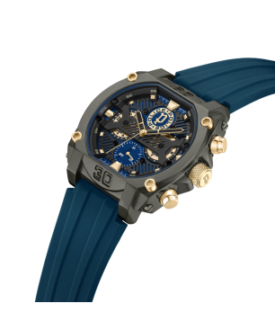 Reloj POLICE Norwood Navy Hombre - Brazalete de Silicona Azul con Esfera Cronógrafo Azul / Oro | 5 ATM | PEWGQ0040001M
