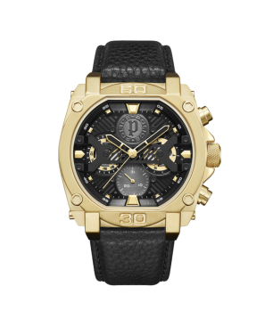 Reloj POLICE Norwood Hombre - Cronógrafo Brazalete de Piel Color Negro y Caja Acero IP Dorado | 5 ATM | PEWJF2226801