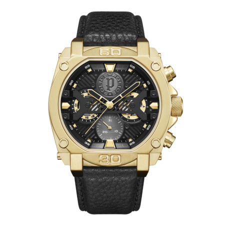 Reloj POLICE Norwood Hombre - Cronógrafo Brazalete de Piel Color Negro y Caja Acero IP Dorado | 5 ATM | PEWJF2226801