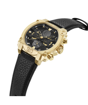 Reloj POLICE Norwood Hombre - Cronógrafo Brazalete de Piel Color Negro y Caja Acero IP Dorado | 5 ATM | PEWJF2226801