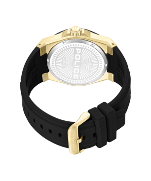 Reloj POLICE Salkantay Hombre - Cronógrafo Brazalete de Silicona y Dial Negro - Caja de Acero IP Dorado | 5 ATM | PEWJQ2203241