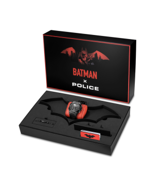 Set Reloj + Pulsera POLICE Crusader Hombre - Edición Limitada BATMAN - Diseño Murciélago IP Negro | 5 ATM | PEWGQ0089901-SET
