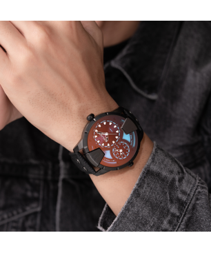 Reloj POLICE Huntley Hombre - Cronógrafo Brazalete de Piel - Dial Negro con Esfera Efecto Tornasol | 5 ATM | PEWJA0022001