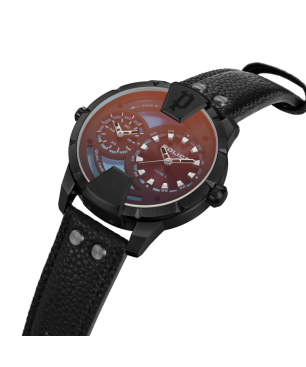 Reloj POLICE Huntley Hombre - Cronógrafo Brazalete de Piel - Dial Negro con Esfera Efecto Tornasol | 5 ATM | PEWJA0022001