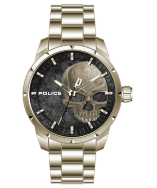 Reloj POLICE Neist Hombre - Brazalete de Acero IP Dorado - Esfera Negra con Detalle Calavera | 5 ATM | PL.15715JSG-78M