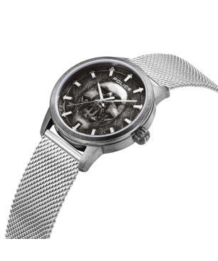 Reloj POLICE Raho Hombre - Brazalete de Acero Malla Milanesa - Esfera Negra con Detalle Calavera | 5 ATM | PEWJG0005505