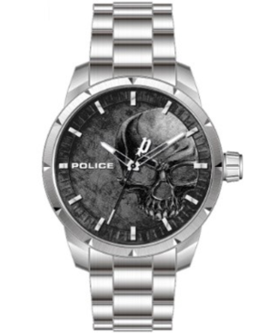 Reloj POLICE Neist Hombre - Brazalete de Acero Plateado - Esfera Negra con Detalle Calavera | 5 ATM | PL.15715JS-78M