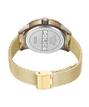 Reloj POLICE Raho Hombre - Brazalete de Acero Malla Milanesa IP Dorado - Esfera Negra con Calavera | 5 ATM | PEWJG0005504