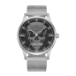 Reloj POLICE Rissington Hombre - Brazalete de Acero Malla Milanesa - Esfera Negra con Calavera Gris | 5 ATM | PEWJG2227902