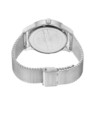 Reloj POLICE Rissington Hombre - Brazalete de Acero Malla Milanesa - Esfera Negra con Calavera Gris | 5 ATM | PEWJG2227902